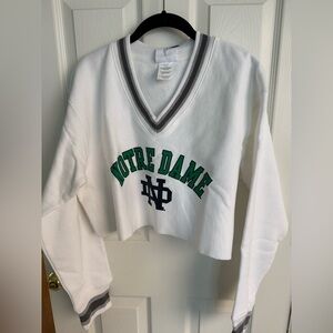 Notre Dame Crop V Neck Sweatshirt
